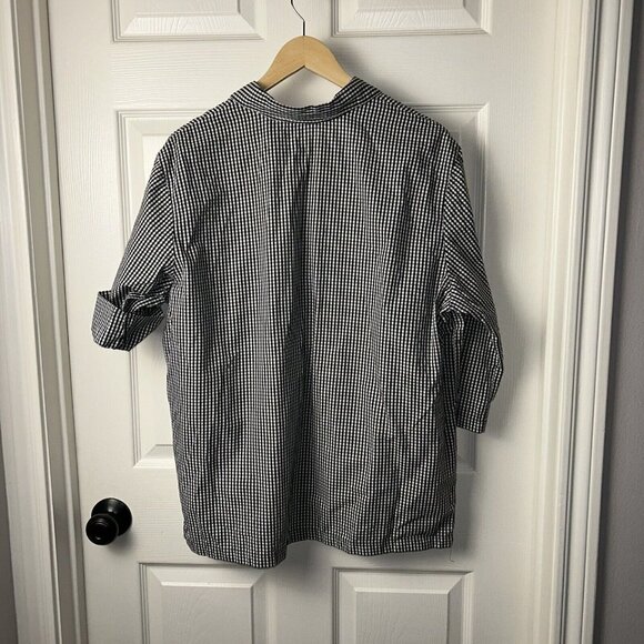 Liz Claiborne Lizsport Black Check Print Snap Button Rolled Sleeved Shirt Sz XL - Picture 5 of 8